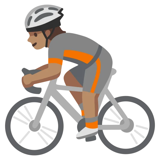 The person biking: medium skin tone emoji.
