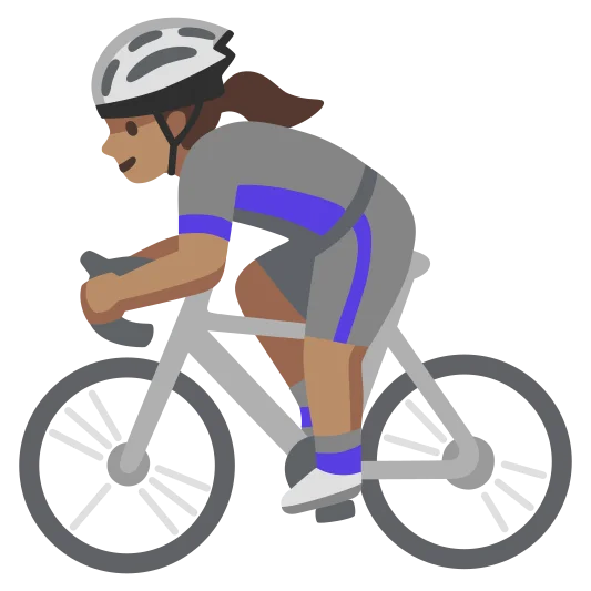 The woman biking: medium skin tone emoji.