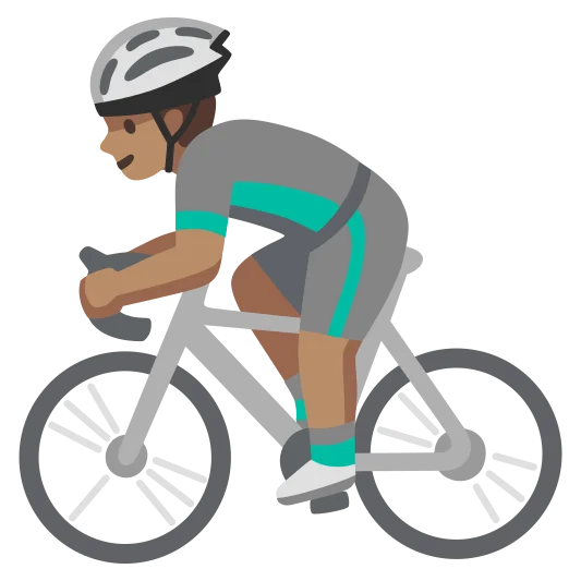 The man biking: medium skin tone emoji.