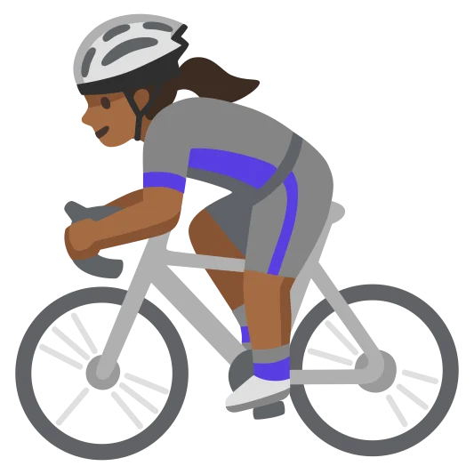 The woman biking: medium-dark skin tone emoji.