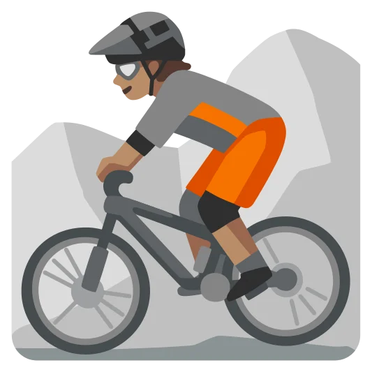 The person mountain biking: medium skin tone emoji.