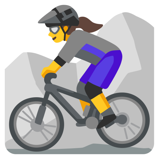 The woman mountain biking emoji.