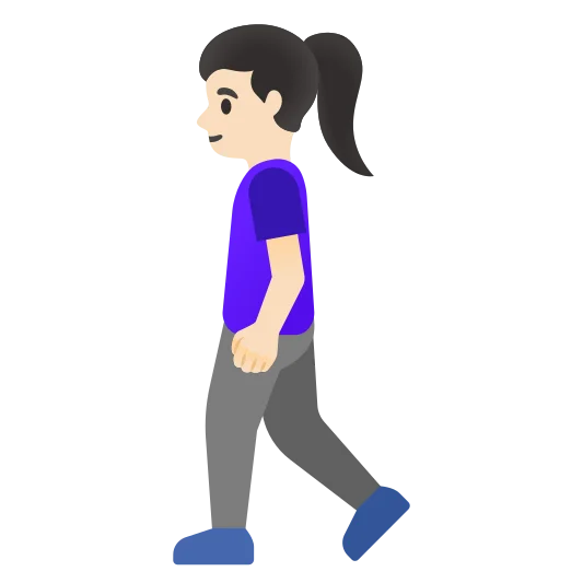 The woman walking: light skin tone emoji.