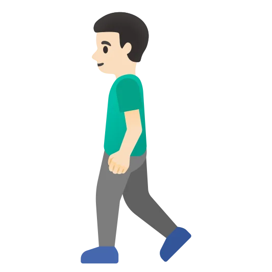 The man walking: light skin tone emoji.