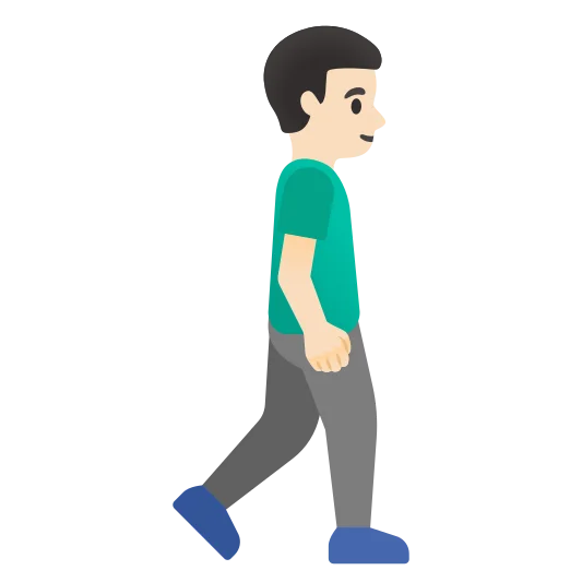 The man walking facing right: light skin tone emoji.
