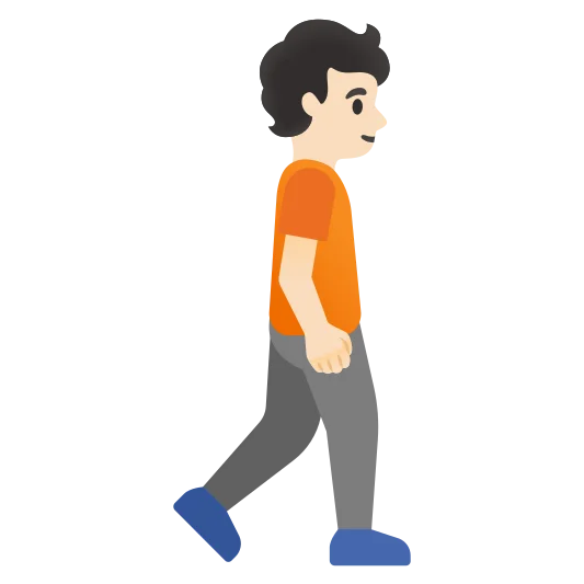 The person walking facing right: light skin tone emoji.
