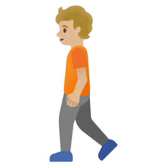 The person walking: medium-light skin tone emoji.