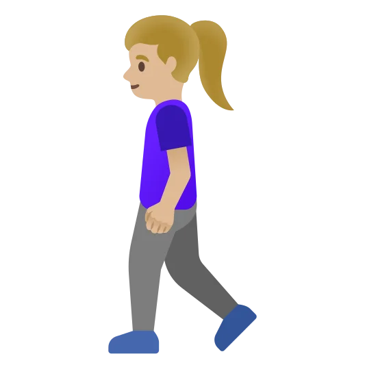 The woman walking: medium-light skin tone emoji.