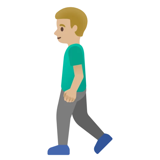 The man walking: medium-light skin tone emoji.