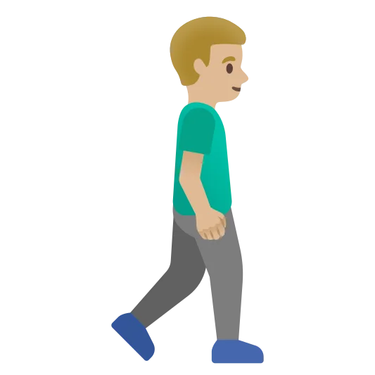 The man walking facing right: medium-light skin tone emoji.
