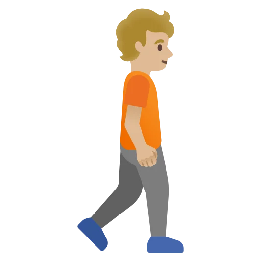 The person walking facing right: medium-light skin tone emoji.
