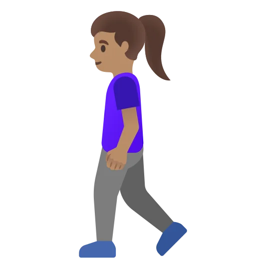The woman walking: medium skin tone emoji.
