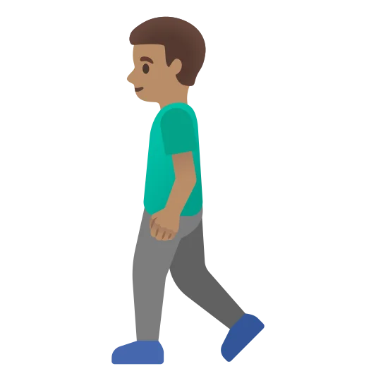 The man walking: medium skin tone emoji.