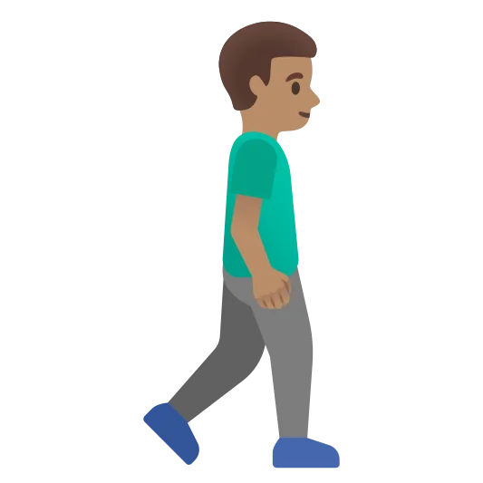 The man walking facing right: medium skin tone emoji.