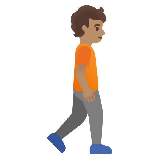 The person walking facing right: medium skin tone emoji.