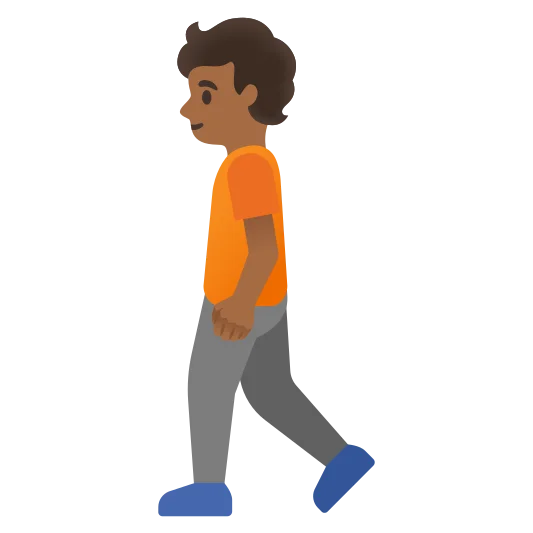 The person walking: medium-dark skin tone emoji.