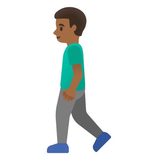 The man walking: medium-dark skin tone emoji.