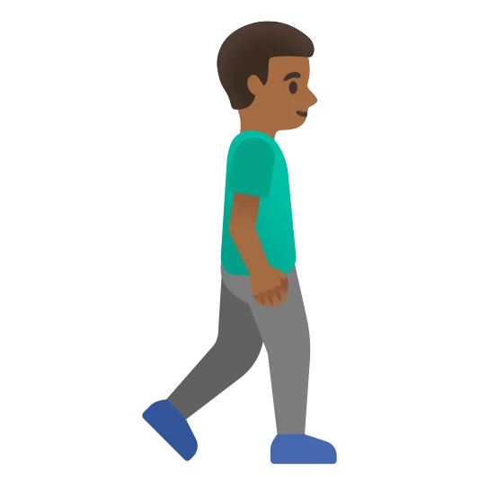 The man walking facing right: medium-dark skin tone emoji.