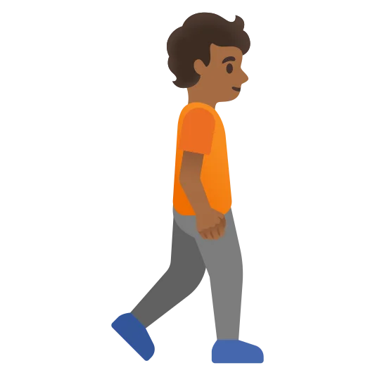 The person walking facing right: medium-dark skin tone emoji.