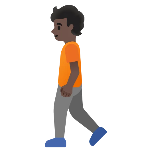 The person walking: dark skin tone emoji.