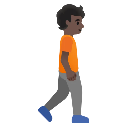 The person walking facing right: dark skin tone emoji.