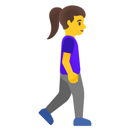 The woman walking facing right emoji.