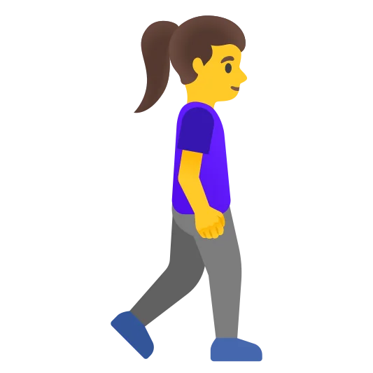 The woman walking facing right emoji.