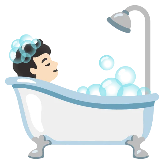 The person taking bath: light skin tone emoji.