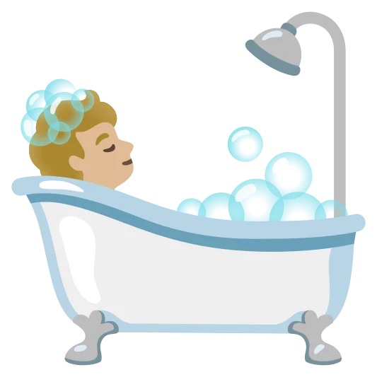 The person taking bath: medium-light skin tone emoji.