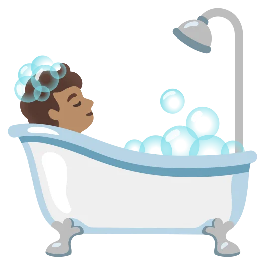 The person taking bath: medium skin tone emoji.
