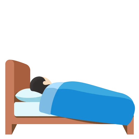 The person in bed: light skin tone emoji.