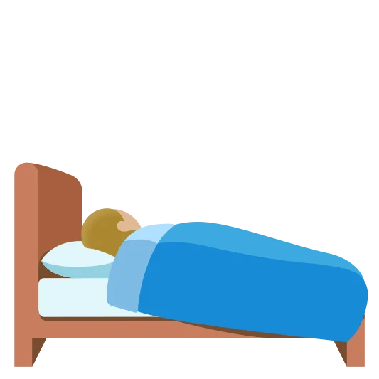 The person in bed: medium-light skin tone emoji.