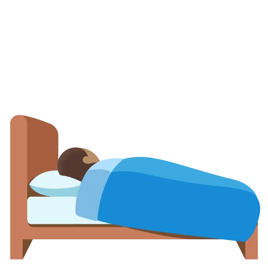 The person in bed: medium skin tone emoji.