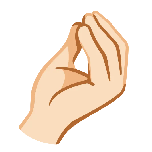 The pinched fingers: light skin tone emoji.