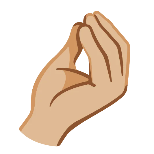 The pinched fingers: medium-light skin tone emoji.