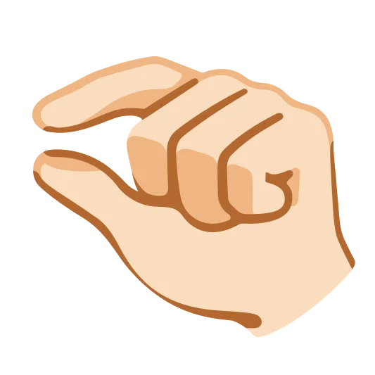 The pinching hand: light skin tone emoji.