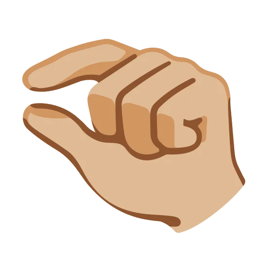 The pinching hand: medium-light skin tone emoji.