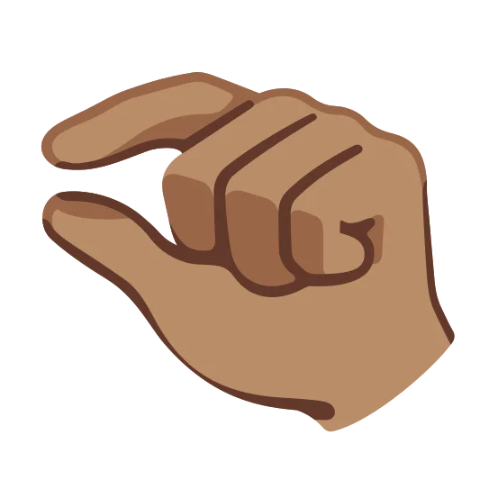 The pinching hand: medium skin tone emoji.