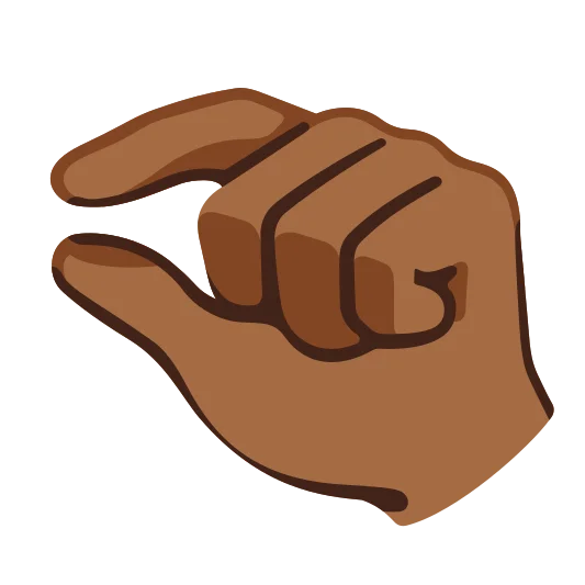 The pinching hand: medium-dark skin tone emoji.