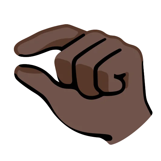 The pinching hand: dark skin tone emoji.
