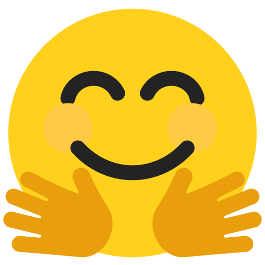 The smiling face with open hands emoji.