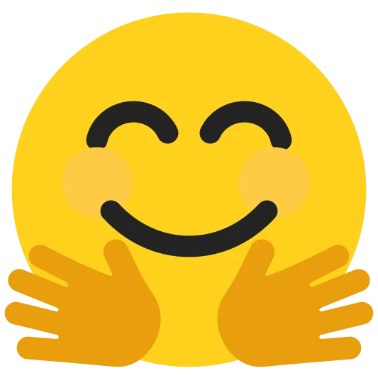 The smiling face with open hands emoji.