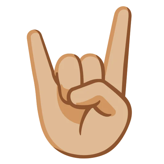 The sign of the horns: medium-light skin tone emoji.