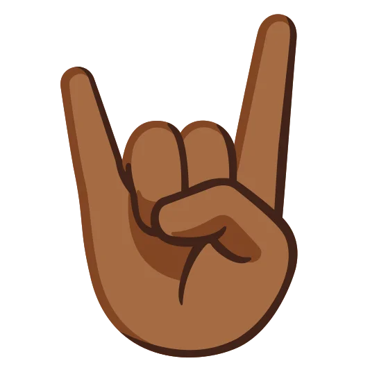 The sign of the horns: medium-dark skin tone emoji.