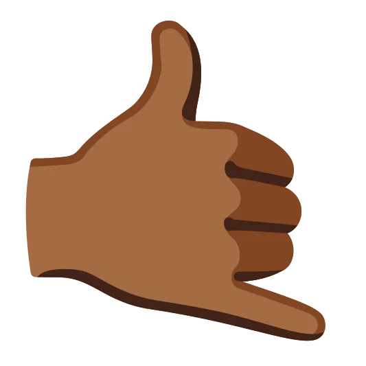 The call me hand: medium-dark skin tone emoji.