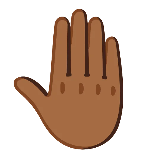 The raised back of hand: medium-dark skin tone emoji.