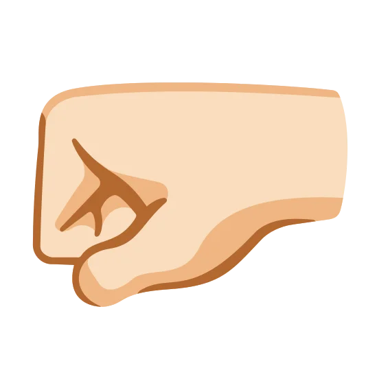 The left-facing fist: light skin tone emoji.