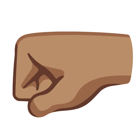 The left-facing fist: medium skin tone emoji.