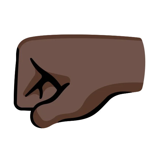 The left-facing fist: dark skin tone emoji.