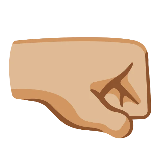 The right-facing fist: medium-light skin tone emoji.